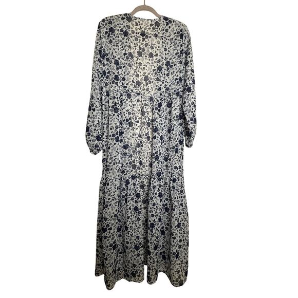 Rebellion Again Blue and White Floral Maxi Kimono One Size - Picture 2 of 9